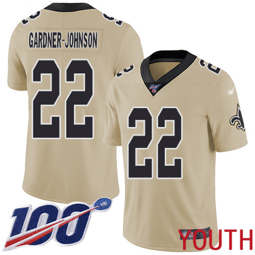 New Orleans Saints Limited Gold Youth Chauncey Gardner Johnson Jersey NFL Football 22 100th Season Inverted Legend Jersey